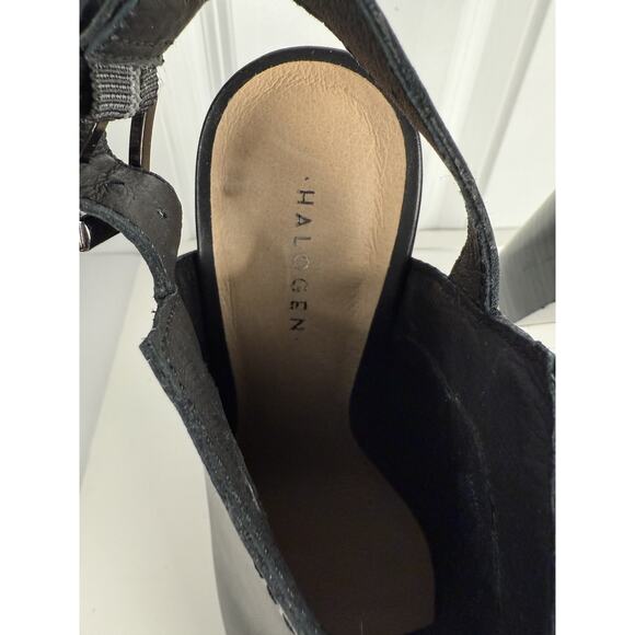 Halogen Black Leather Pointy Toe Slingback Booties/Mules 5 NWOB - Picture 3 of 8